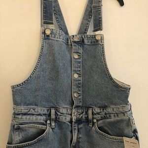 NWT Free People button front, stone wash overalls, size 31 (size 10)